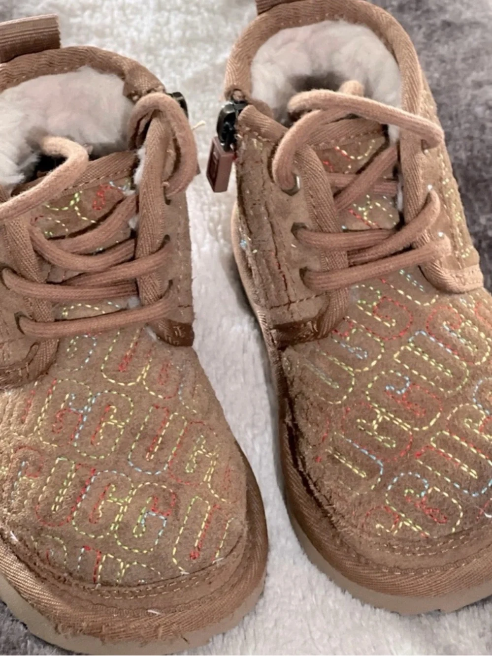Kids Brown Quilted Lace-Up Shoes